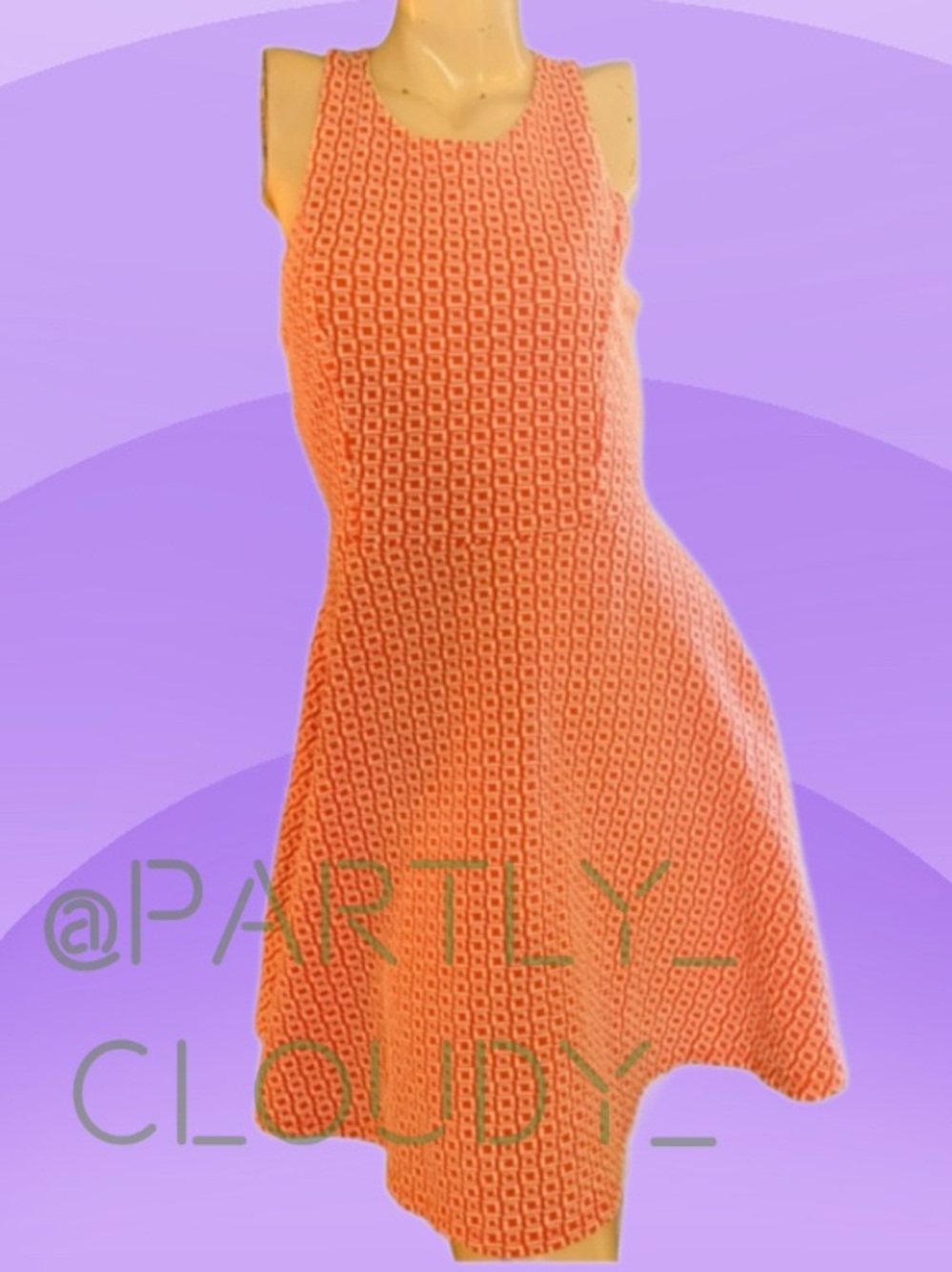 RETRO STYLE Sleeveless Coral Knit A-Line Dress with sexy back!!
